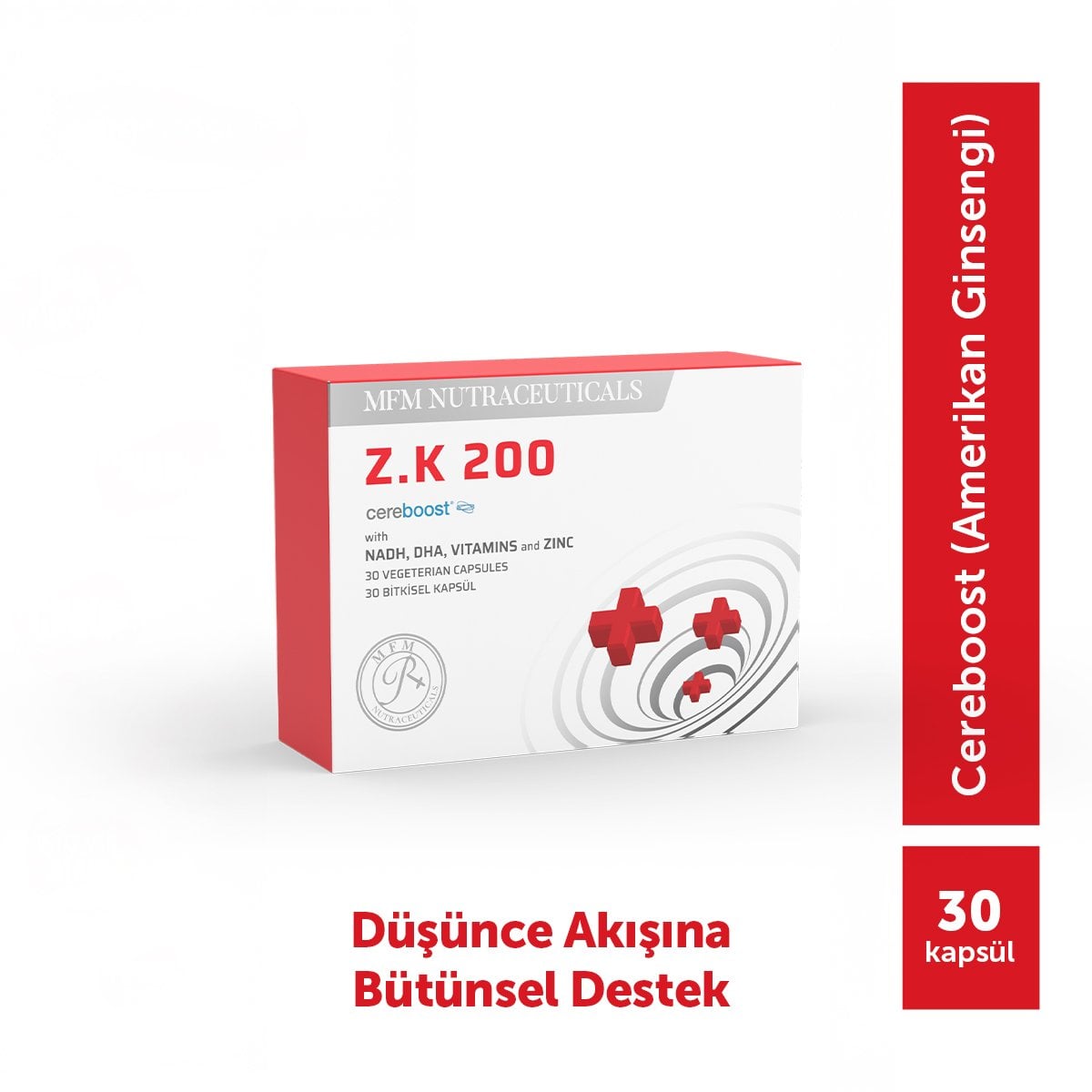 MFM Z.K 200 Amerikan Ginsengi, NADH, DHA, Vitamin ve Çinko İçeren Takviye Edici Gıda (Cereboost, NADH, DHA)  - 30 Kapsül