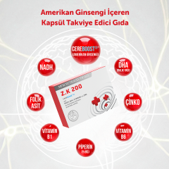 MFM Z.K 200 Amerikan Ginsengi, NADH, DHA, Vitamin ve Çinko İçeren Takviye Edici Gıda (Cereboost, NADH, DHA)  - 30 Kapsül