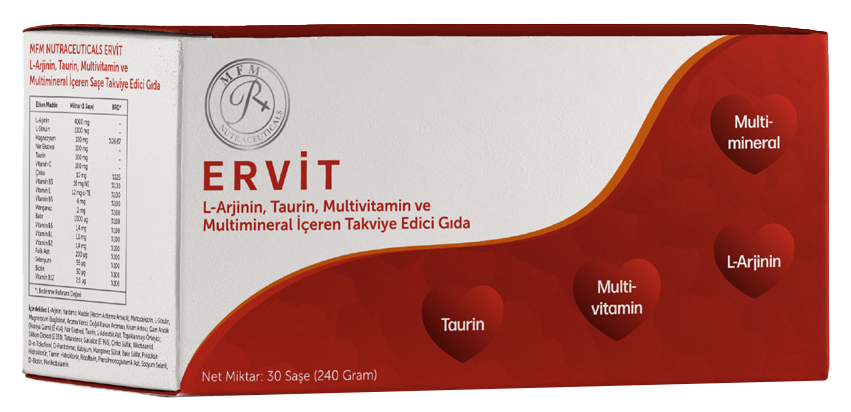 MFM Ervit - 30 Saşe (L-Arjinin, Taurin, Multivitamin ve Multimineral İçeren Takviye Edici Gıda)