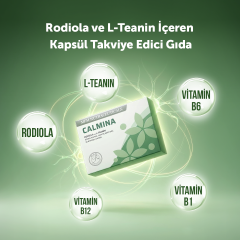 MFM Calmina Rodiola ve L-Teanin İçeren Takviye Edici Gıda (Vitamin B1, B6, B12) - 30 Kapsül