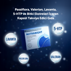 MFM Nutranight 5-HTP ve Bitki Ekstreleri İçeren Kapsül Takviye Edici Gıda (5-HTP, Passiflora, Valerian, Lavanta Ektresi) - 30 Kapsül