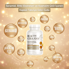 MFM Beauty Cera SNH Seramid, Bitki Ekstreleri ve Koenzim Q10 İçeren Takviye Edici Gıda (Resveratrol, NADH, Biotin, Lutein, Beta Karoten)  - 60 Kapsül