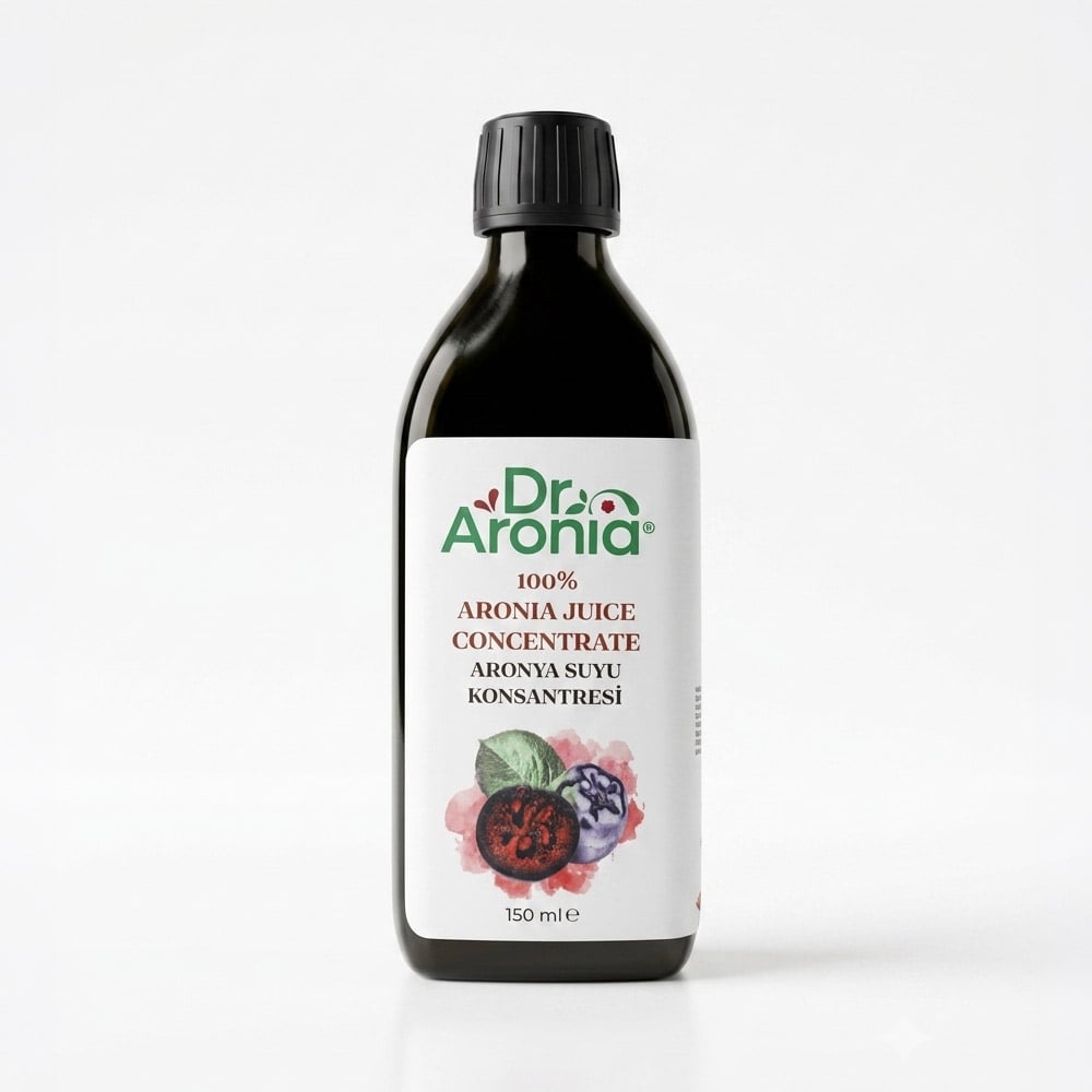 Dr. Aronia Premium Aronya Konsantresi 150 ml (10 Porsiyon) – %100 Soğuk Sıkım Aronia